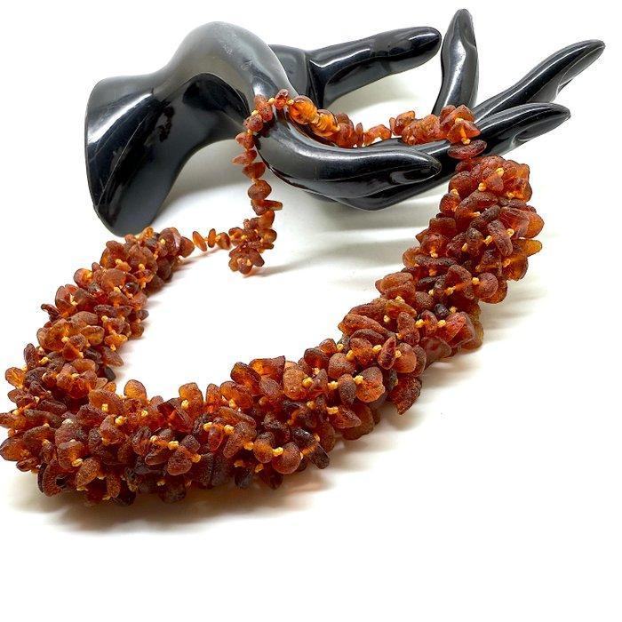 Grote natuurlijke Baltische amber kralen gevlochten keten -, Verzamelen, Mineralen en Fossielen