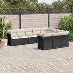 vidaXL 10-delige Loungeset met kussens poly rattan zwart, Verzenden, Nieuw, Rotan, Loungeset