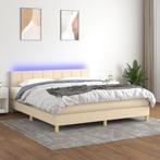 vidaXL Boxspring met matras en LED stof crèmekleurig 180x200, Huis en Inrichting, Eenpersoons, Verzenden, Nieuw, 80 cm