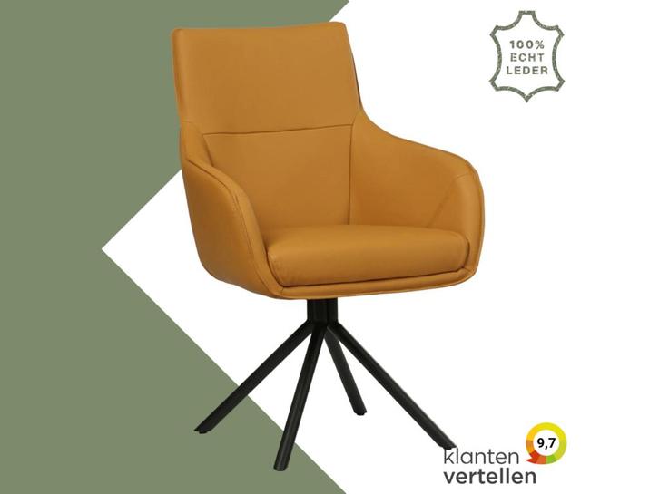 Leren draaibare eetkamerstoel Fancy - Toledo Leem, Huis en Inrichting, Barkrukken, 90 cm of meer, 1 kruk, Nieuw, Leer, Ophalen of Verzenden