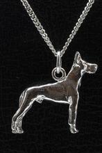 Zilveren Duitse dog oren gecoupeerd ketting hanger - groot, Verzenden, Nieuw