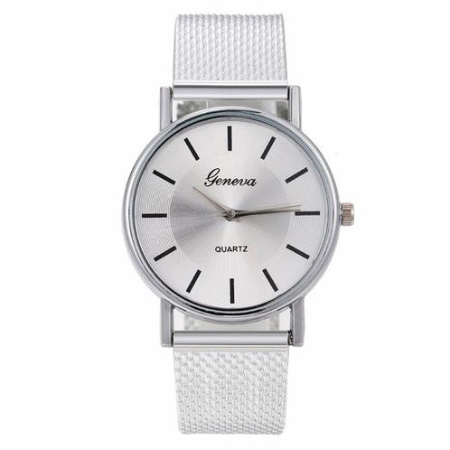 Fako® - Horloge - Geneva - Mesh Look - Zilverkleurig, Sieraden, Tassen en Uiterlijk, Horloges | Dames, Verzenden