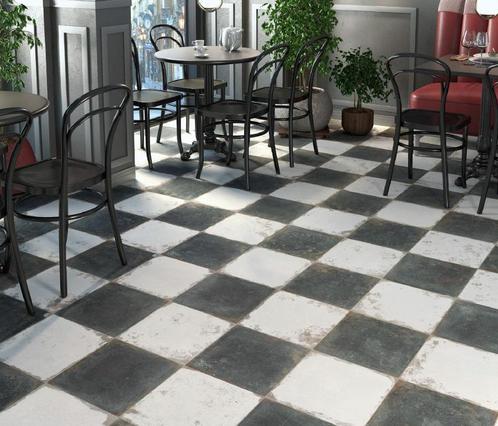 Rustieke landelijke zwart - wit vloertegel 30x30 plavuizen, Doe-het-zelf en Verbouw, Tegels, 40 tot 60 cm, 40 tot 60 cm, 10 m² of meer