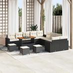 vidaXL 14-delige loungeset voor buiten met kussens, zwart, Tuin en Terras, Verzenden, Nieuw, Rotan, Loungeset