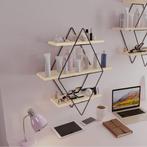 Wandrek Heinävesi met 3 planken 65x60x15 cm zwart en naturel, Verzenden, Nieuw