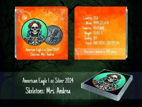 Verenigde Staten. 1 Dollar 2024 Skeletons Mrs. Andrea, 1 Oz, Postzegels en Munten, Munten | Europa | Niet-Euromunten