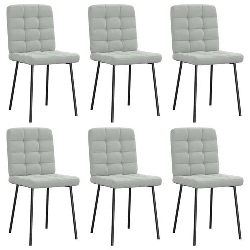 vidaXL Eetkamerstoelen 6 st fluweel lichtgrijs, Huis en Inrichting, Stoelen, Grijs, Nieuw, Verzenden
