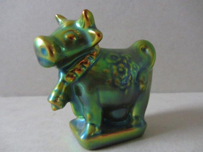 Zsolnay - Beeldje, Koe - 8 cm - Eosin, Antiek en Kunst, Antiek | Glas en Kristal