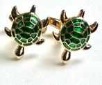 Engelse groene malachiet emaille 9ct gerold gouden schildpad, Antiek en Kunst