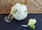 Bruidsboeket maatwerk manuela roomwit en cremegroen, Ophalen of Verzenden, Nieuw