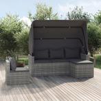 vidaXL 4-delige Loungeset met kussens poly rattan grijs, 4 zitplaatsen, Nieuw, Loungeset, Verzenden