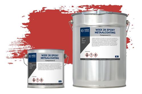 Wixx 2K Epoxy Metaalcoating RAL 3020 | Verkeersrood 5L, Doe-het-zelf en Verbouw, Verf, Beits en Lak, Verf, Rood, Nieuw, Minder dan 5 liter