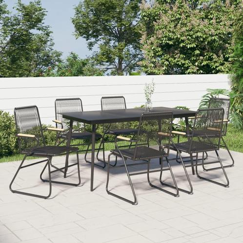 vidaXL 7-delige Tuinset PVC-rattan zwart, Tuin en Terras, Tuinsets en Loungesets, Tuinset, Nieuw, 6 zitplaatsen, Rotan, Verzenden