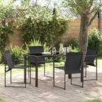vidaXL Tuin Eetset 5 pcs Zwart Textilene en staal met, Verzenden, Nieuw, Textileen