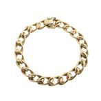 Gouden wijde gourmetschakel armband | 19 cm, Sieraden, Tassen en Uiterlijk, Armbanden, Ophalen of Verzenden, Gebruikt, Overige kleuren