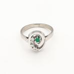 Ring - 14 karaat Witgoud Smaragd - Diamant, Sieraden, Tassen en Uiterlijk, Ringen, Nieuw