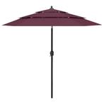 vidaXL Parasol 3-laags met aluminium paal 2,5 m bordeauxrood, Verzenden, Nieuw, 2 tot 3 meter