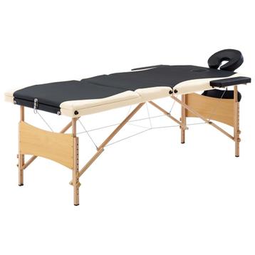 vidaXL Massagetafel inklapbaar 3 zones hout zwart en beige beschikbaar voor biedingen