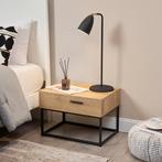[en.casa] Nachtkastje Lavangen met lade 39x55x40 cm eiken en, Huis en Inrichting, Tafels | Bijzettafels, Verzenden, Nieuw