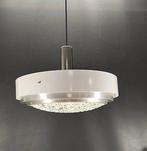 Plafondlamp - Glas, Metaal - Ronde jaren 60 hanglamp met