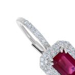 Oorbellen - 18 karaat Witgoud - 2.72ct. tw. Robijn - Diamant, Nieuw