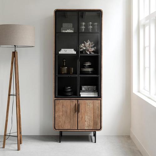 *WOONWINKEL* DTP Home Evo Hoge Vitrine Kast Teak Hout, Huis en Inrichting, Kasten | Wandmeubels, Nieuw, Verzenden