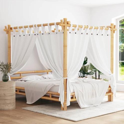 vidaXL Hemelbed 160x200 cm bamboe, Huis en Inrichting, Slaapkamer | Bedden, 160 cm, 200 cm, Bruin, Tweepersoons, Nieuw, Overige materialen