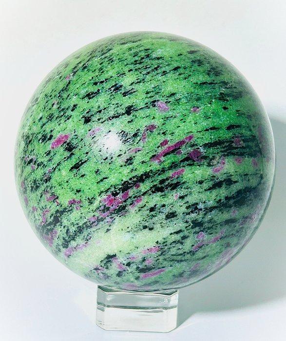 Ruby Zoisite Sphere met zwarte biotiet-inclusies — Ø 110mm-, Antiek en Kunst, Curiosa en Brocante