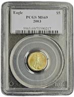 Gouden American Eagle 1/10 oz 2003 PCGS MS69 gecertificeerd, Goud, Losse munt, Verzenden, Midden-Amerika