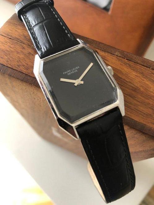 Favre-Leuba - Octogonal deep black vintage Classic Dress, Sieraden, Tassen en Uiterlijk, Horloges | Heren