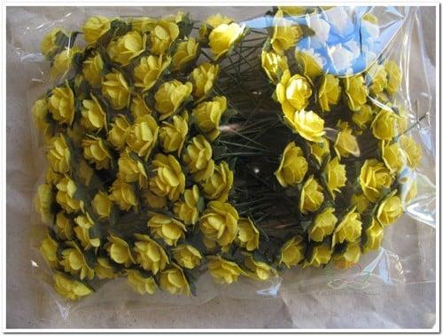 Mulberry Roosjes Geel 10-15 mm pak 100 stuks, Huis en Inrichting, Woonaccessoires | Kunstplanten en Kunstbloemen, Nieuw, Ophalen of Verzenden