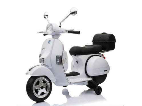 Vespa 12v, lederen zadel, rubberen EVA-banden (PX150), Kinderen en Baby's, Speelgoed | Overig, Ophalen of Verzenden