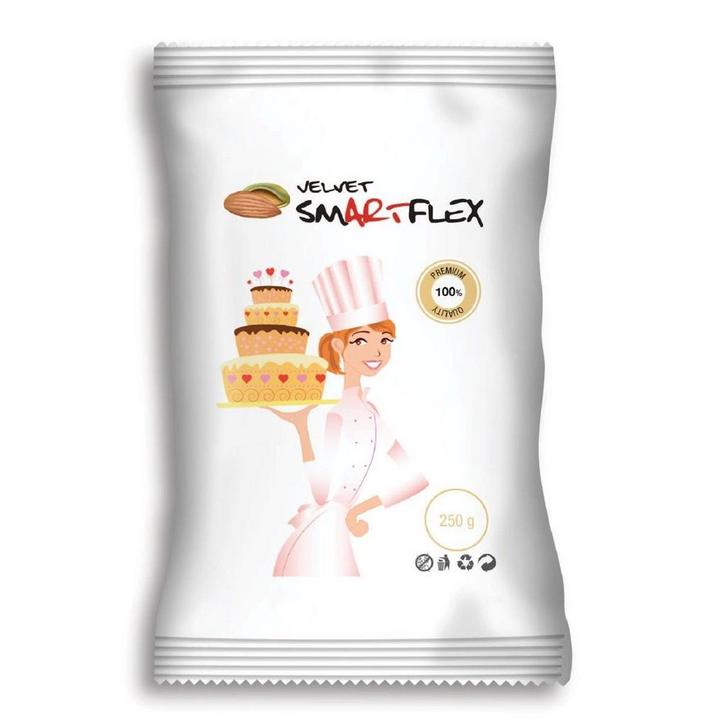 SmartFlex Fondant Wit Velvet Amandel 250g, Hobby en Vrije tijd, Taarten en Cupcakes maken, Nieuw, Verzenden