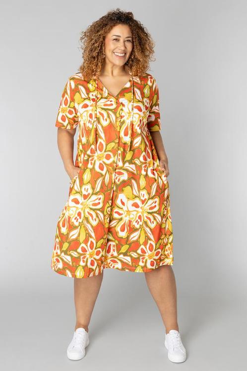 COLLETTA jurk travel print geel oran Maat:, Kleding | Dames, Jurken, Overige kleuren, Nieuw, Verzenden