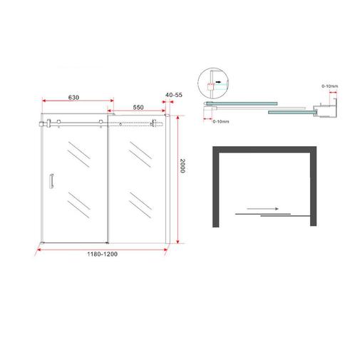Tweedelige Nis Schuifdeur BWS Cura 120x200 cm 8 mm NANO, Doe-het-zelf en Verbouw, Sanitair, Ophalen of Verzenden