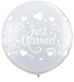 Just Married Ballon Diamond 90cm - per stuk | Nieuw!, Nieuw, Verzenden