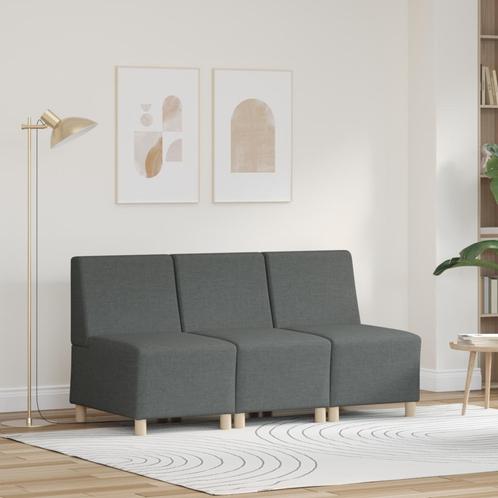 vidaXL Bankstoel Lichtgrijs 55 cm Stof 3 pcs Donkergrijs, Huis en Inrichting, Banken | Bankstellen, Nieuw, Minder dan 150 cm, Stof