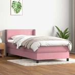 vidaXL Boxspring met matras fluweel roze 100x220 cm, Huis en Inrichting, Slaapkamer | Bedden, Verzenden, Nieuw, Stof