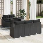 vidaXL 6-delige tuinbank set met kussens - Zwarte poly, Verzenden, Nieuw, Rotan