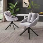 Set van 2 Grijze Fluwelen Stoelen Set – Ergonomisch Comfort, Huis en Inrichting, Stoelen, Twee, Verzenden, Nieuw, Stof