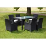 vidaXL 7-delige Tuinset met kussens poly rattan zwart, Tuin en Terras, 6 zitplaatsen, Nieuw, Tuinset, Verzenden