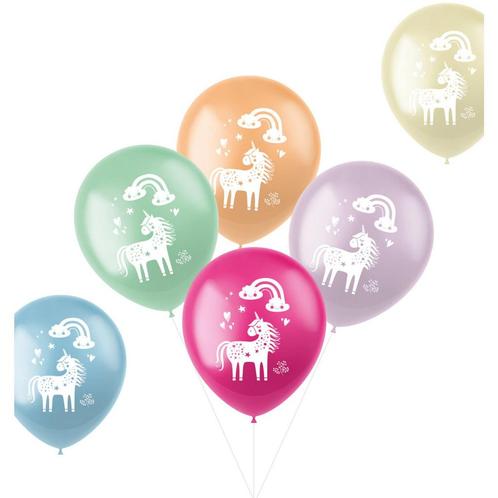 Ballonnen Unicorn & Regenboog 33cm 6st, Hobby en Vrije tijd, Feestartikelen, Nieuw, Verzenden