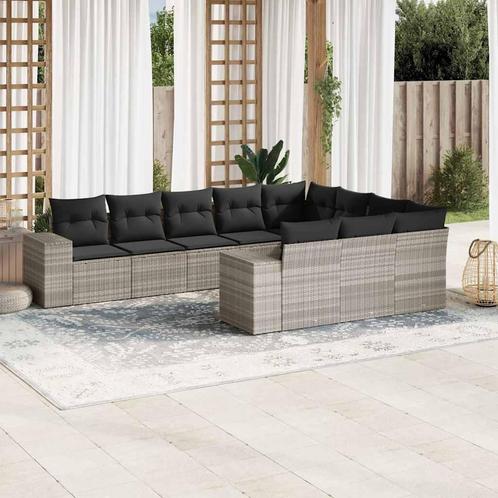 vidaXL 10-delige Loungeset met kussens poly rattan, Tuin en Terras, Tuinsets en Loungesets, Loungeset, Nieuw, Rotan, Verzenden