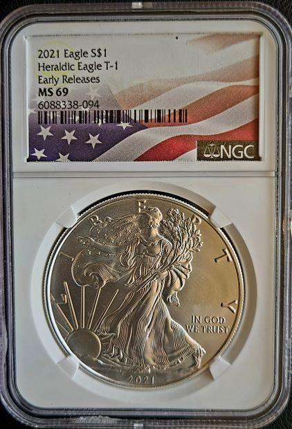 American Eagle 1oz Type I 2021 NGC MS69 Early Releases, Postzegels en Munten, Munten | Amerika, Midden-Amerika, Losse munt, Zilver