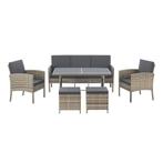 Loungeset / Tuinset Turijn - 7 personen - Polyrotan - Donker, Tuin en Terras, Tuinsets en Loungesets, Verzenden, Nieuw