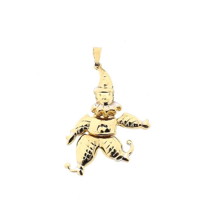 Gouden harlekijn hanger (witgoud, unisex, gouden hanger), Sieraden, Tassen en Uiterlijk, Bedels, Gebruikt, Overige merken, Goud