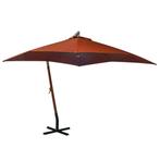 vidaXL Zweefparasol met paal 3x3 m massief vurenhout, Tuin en Terras, Parasols, Verzenden, Nieuw, 3 tot 4 meter, Zweefparasol