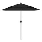 vidaXL Parasol 3-laags met aluminium paal 2,5 m zwart, Tuin en Terras, Verzenden, Nieuw, 2 tot 3 meter