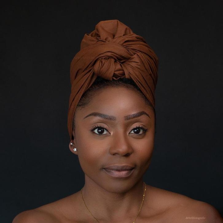 Bruine hoofddoek / bruine headwrap, Kleding | Dames, Hoeden en Petten, Nieuw, Ophalen of Verzenden
