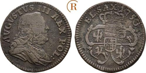 Kupfer Schilling Gruenthal 1753 Polen Koenigreich: August..., Postzegels en Munten, Munten | Europa | Niet-Euromunten, Verzenden